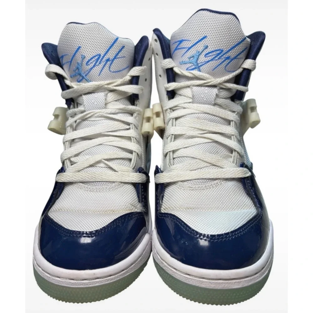 Jordan Flight Origin 4 White Midnight Navy High Top Sneakers 921196-100 Mens 8